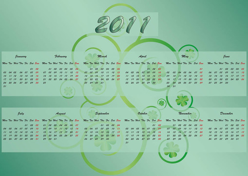 三葉草的2011 mon-sun日歷