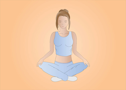 棕色頭發(fā)女人做瑜伽