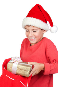 可愛的孩子與Santa Hat