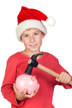 可愛的孩子與Santa Hat