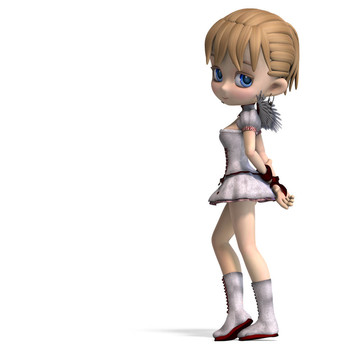 可愛的Toon Angel你的情人。3D渲染與剪輯路徑和陰影超過(guò)白色
