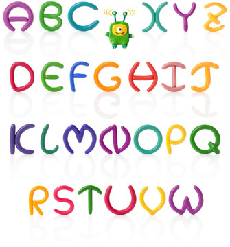 字母表。橡皮泥分離