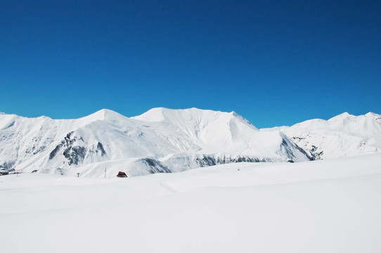 在冬天的雪下的高山