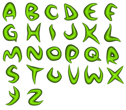3D渲染綠色生物生態(tài)字母字體