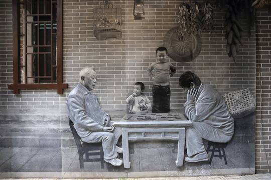 壁畫 下棋