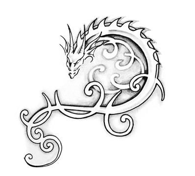 紋身藝術(shù)素描；龍