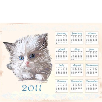 手繪日歷2011毛絨小貓