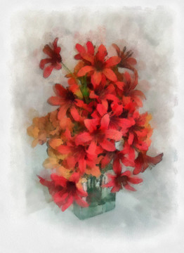 小玻璃花瓶里的花束