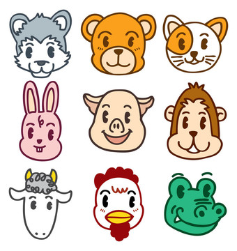 卡通動物頭
