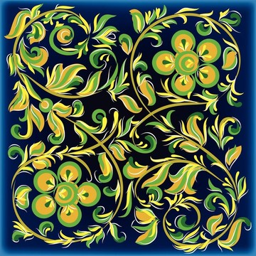 藍(lán)色背景與花卉裝飾