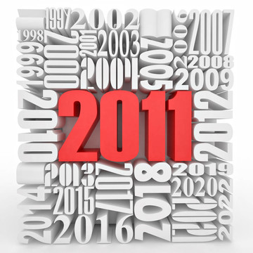 新年2011。由數(shù)字組成的立方體
