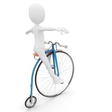 3D男子騎老式自行車