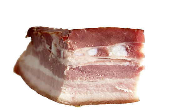 白色分離的熏豬肉