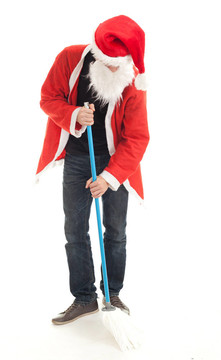 穿紅衣服的男人用Santa的拖