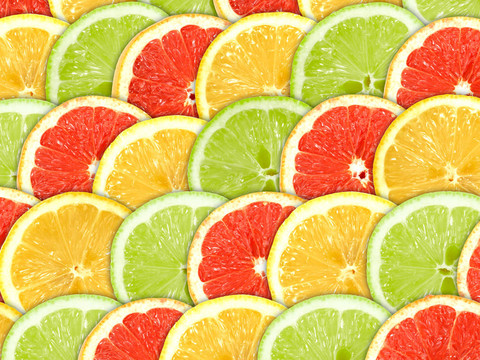 柑橘水果片的背景