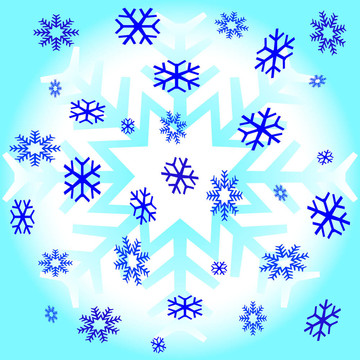 背景與許多藍(lán)色的雪花
