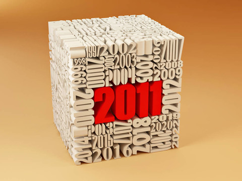 新年2011。由數(shù)字組成的立方體