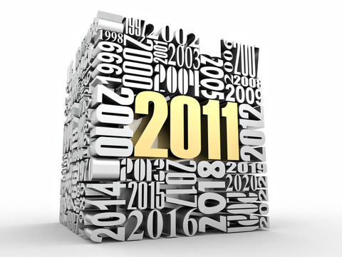 新年2011。由數(shù)字組成的立方體