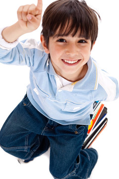小男孩指著