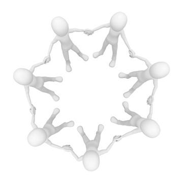 3D男子手拉手在統(tǒng)一