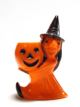 古董萬(wàn)圣節(jié)糖果容器女巫和Jack o Lantern