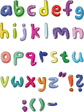 彩色小字母手寫
