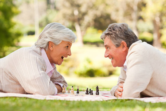退休夫婦下棋