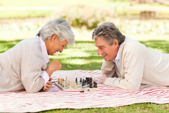 老年夫婦下棋
