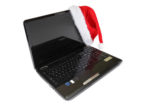 筆記本電腦上的Santa帽子