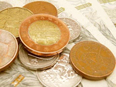 捷克korunas CZK（捷克共和國法定貨幣）的紙幣和硬幣