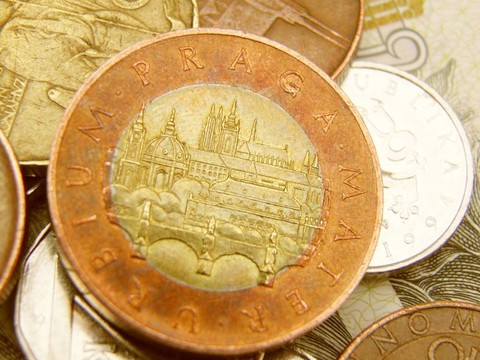捷克korunas CZK（捷克共和國法定貨幣）的紙幣和硬幣