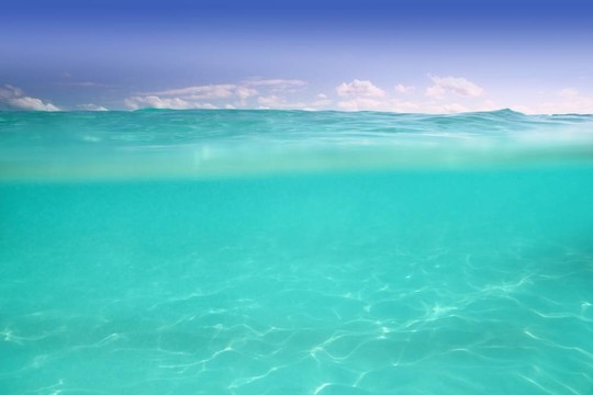 水線加勒比海水下和藍色的大海