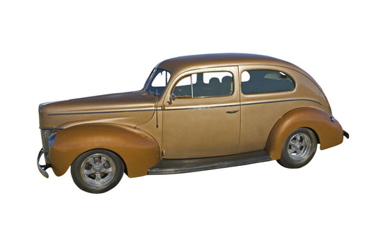 雙色調(diào)棕色復(fù)古轎車