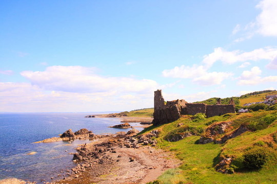 對(duì)Dunure城堡遺址；Ayrshire；蘇格蘭