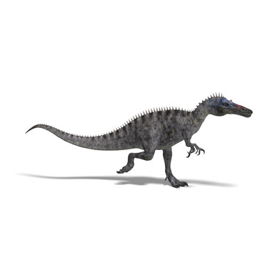恐龍suchominus。3D渲染與剪輯路徑和陰影超過白色