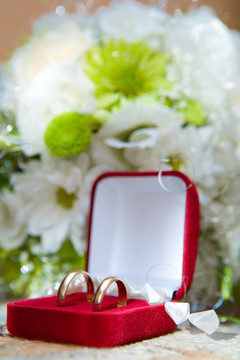 裝飾盒中的結(jié)婚戒指