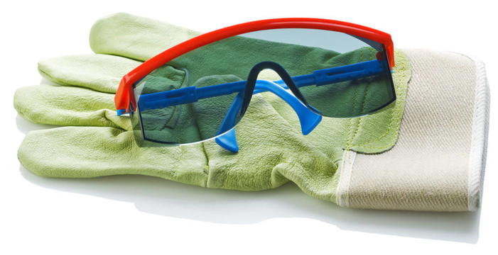對(duì)工作手套藍(lán)色安全glases