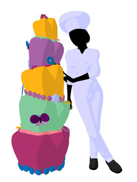 女廚師藝術插圖剪影