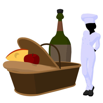 女廚師藝術插圖剪影