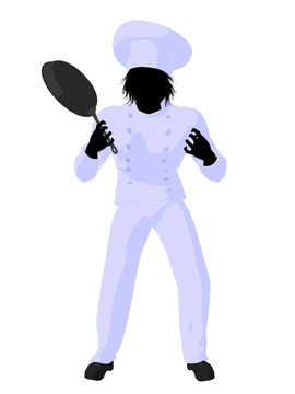 男廚師藝術插圖剪影