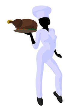 女廚師藝術插圖剪影