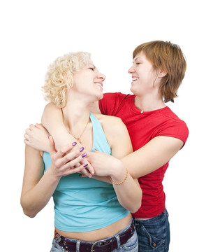 兩個(gè)快樂(lè)女孩的畫(huà)像