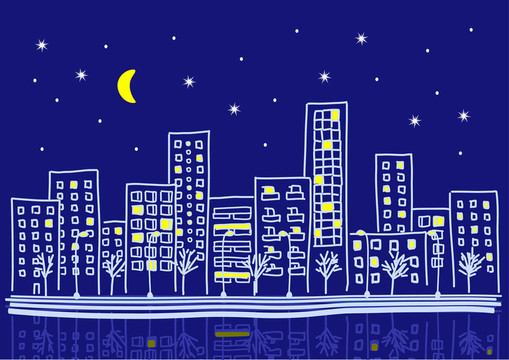 卡通城市的夜