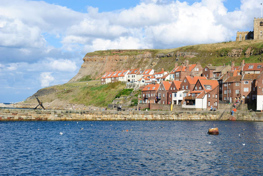 懸崖在Whitby；英國