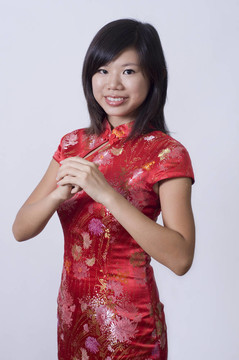 中國新年女孩問候