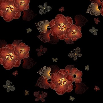 無縫黑色花型