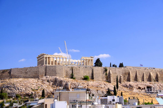 帕特農(nóng)神廟在雅典Akropolis；希臘；