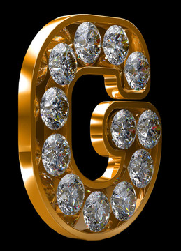 金色的G字母鑲嵌鉆石