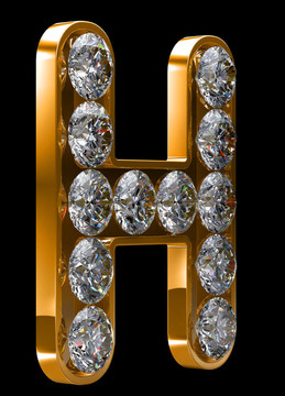 金色H字母鑲嵌鉆石