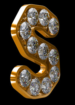 金色的字母鑲嵌鉆石